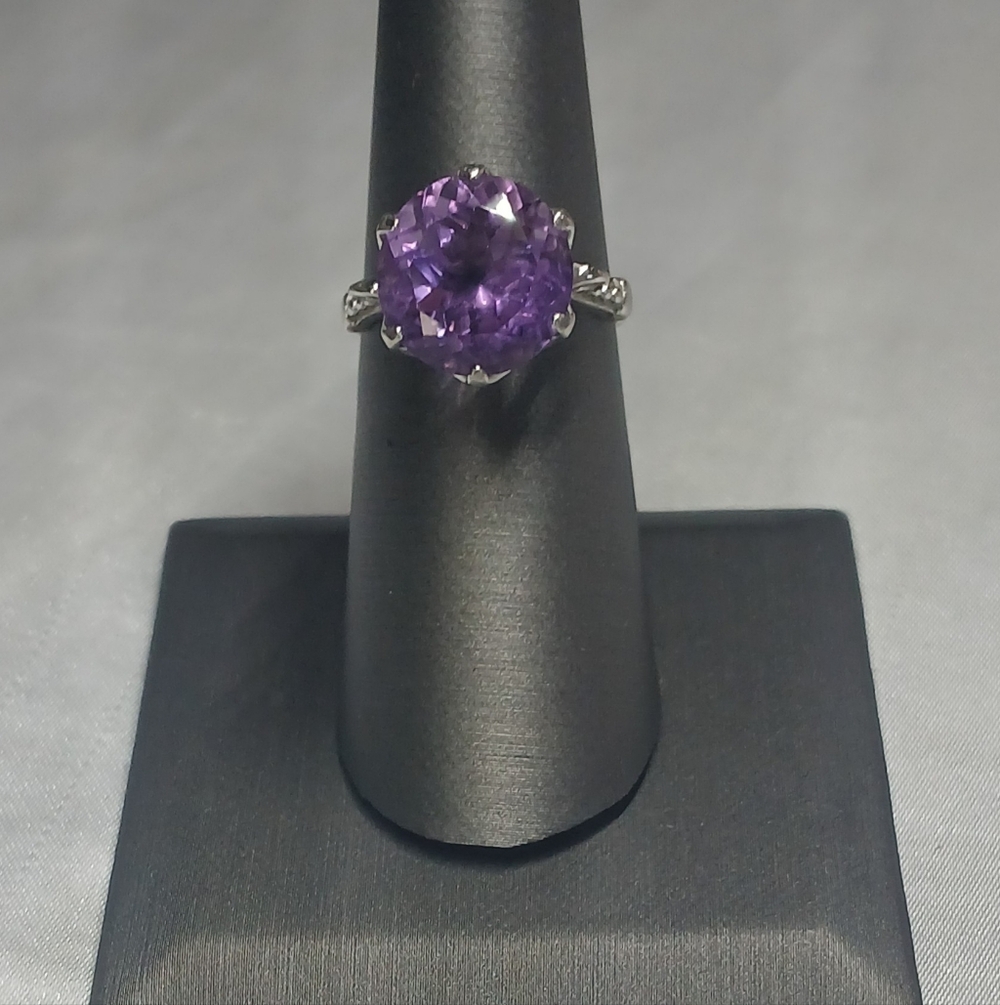 Purple Amethyst 925 Sterling Silver Ring, Size 6.5, 7.